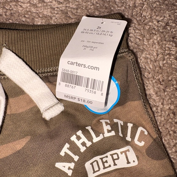 Carter's Green Camo Joggers with Athletic Print - Picture 2 of 3